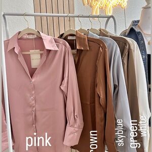 Silk button up shirt-white